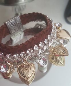 【送料無料】イタリアン　ブレスレット　ビビブレスレットスワロフスキークリスタルbibi bijoux tan in pelle bracciale con charm argento e oro placcato amp; cristalli swarovski