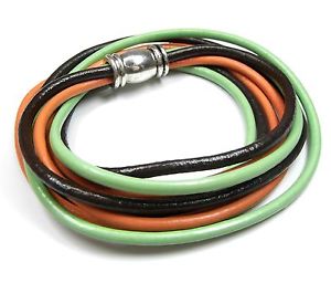 【送料無料】イタリアン　ブレスレット　オレンジブレスレットグリーンブラウンラップアラウンドレザーブレスレットnuovo bracciale in pelle arancioneverdemarrone pelle avvolgente braccialetto chiusura m