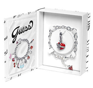 【送料無料】イタリアン　ブレスレット　ハートペンダントカフシルバーguess charmbox ciondolo a forma di cuore amp; bracciale ubs81101 argento