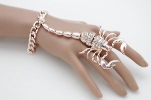 【送料無料】イタリアン　ブレスレット　ピンクゴールドカフクリアnuovo donna chiaro oro rosa colore scorpione bracciale da polso bling