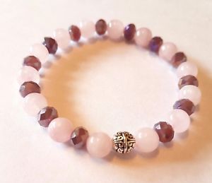 【送料無料】イタリアン　ブレスレット　ピンクビーズヒーリングブレスレットrosa quarzo gemstone love and healing bracciale con crystal beads elastico