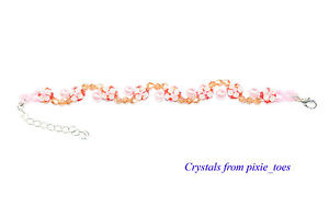 【送料無料】イタリアン ブレスレット ブレスレットモーションピンクbracciale con sollevato fiori bianchi con rosso amp; oro cristalli amp; perle rosa in movimento