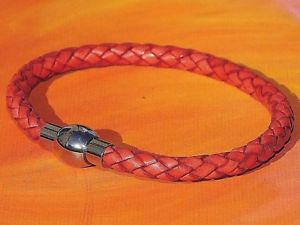 ̵ۥꥢ󡡥֥쥹åȡƥ쥹֥쥹åȥ饤٥donna 5mm antico in pelle rosso amp; bracciale in acciaio inossidabile da lyme bay arte