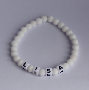 イタリアン　ブレスレット　ブレスレットビーズブレスレットカスタムホワイトハンドメイドbracciale perle bracciale con nome desiderio personalizzato * bianco * handmade nuovo