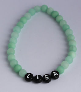 イタリアン　ブレスレット　ブレスレットビーズブレスレットカスタムハンドメイドbracciale perle bracciale con nome desiderio personalizzato * verde * handmade nuovo