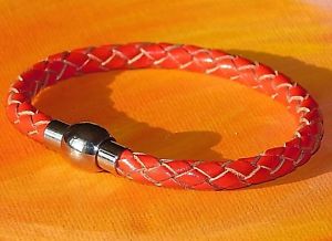 ̵ۥꥢ󡡥֥쥹åȡץƥ쥹饤٥֥쥹ådonna 5mm rosso in pelle intrecciata amp; bracciale in acciaio inossidabile da lyme bay arte