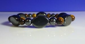 【送料無料】イタリアン　ブレスレット　ヘマタイトブレスレットタイガーアイストレッチmagnetico ematite guarigione artrite dolore bracciale tigers eye stretch