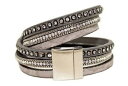 【送料無料】イタリアン ブレスレット ダブルチェーンブレスレットワイヤcon strass e catena doppio bracciale wrapgrigio 3 fili con chiusura magnetica