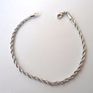 【送料無料】イタリアン　ブレスレット　ブレスレットチェーンロープステンレススチールbracciale uomo donna catena corda in acciaio inox 18,5 cm 3 mm 90 b