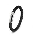 【送料無料】イタリアン ブレスレット ステンレスキャップブレスレットブレスレットbracciale in pelle intrecciato 8mm larga chiusura in acciaio inox uomo donna bracciale(4)