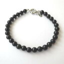 【送料無料】イタリアン ブレスレット カフbracciale donna colore argento filo di perle nere 6 mm 20 cm 229 p(4)