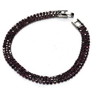 【送料無料】イタリアン ブレスレット ブレスレットノワールクリスタルバイオレットbracelet mtal rhodi noir 3 rangs de cristal violet 19cm bijou