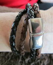 【送料無料】イタリアン ブレスレット ブレスレットダブルダブルラップbracciale intrecciato in vera pelle, doppia doppia wrap 16 lunga treccia 6mm 4