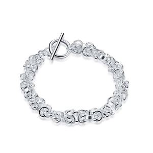 イタリアン　ブレスレット　ブレスレットトグルキャップチェーンwomens ladies intricato silver plated bracciale catena con chiusura toggle uk