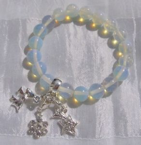 イタリアン　ブレスレット　ブレスレットオパールオパール1 bracelet semiprecieux opale amp; 3 charms argentes elastique 1519cm opal