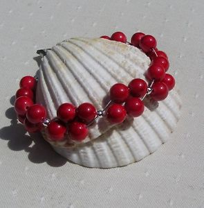 【送料無料】イタリアン　ブレスレット　ビーズヒイラギブレスレットcorallo rosso naturale gemstone bracciale con perline holly berry