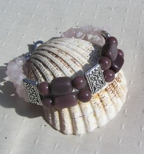 【送料無料】イタリアン　ブレスレット　クリスタルピンクカフキャンデーplum jade amp; cristallo di quarzo rosa gemstone bracciale candy love