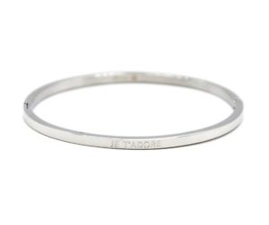 【送料無料】イタリアン　ブレスレット　ブレスレットフィンメッセージbc3349f bracelet jonc fin acier argent avec message je tadore