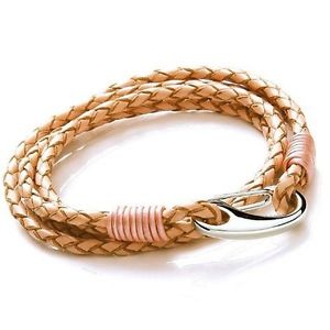 イタリアン　ブレスレット　スチールラッピングブレスレットtribal steel 19 cm donna avvolgente cuoio naturale bracciale