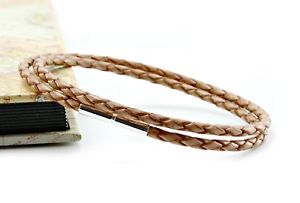 【送料無料】イタリアン ブレスレット レザースターリングシルバーブレスレットダブルラップda uomodonna 3mm intrecciato di pelle e argento sterling braccialedouble wrapnaturale