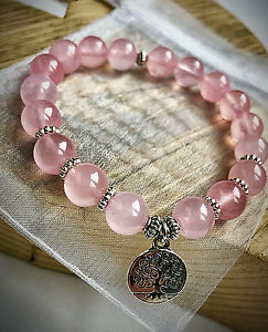 【送料無料】イタリアン　ブレスレット　サーファーピンククォーツハートチャクラカフローズuk donna naturale gemstone surfista estate pink rose quartz cuore bracciale chakra