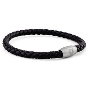 【送料無料】イタリアン　ブレスレット　マグネットブレスレットレザーステンレススチールakitsune s ilva magnete bracciale in pelle acciaio inox accessori argento nero