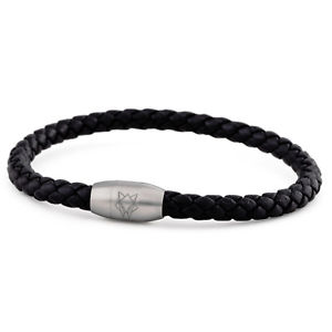 【送料無料】イタリアン　ブレスレット　マグネットブレスレットレザーステンレススチールakitsune s ilva magnete bracciale in pelle acciaio inox accessori argento nero