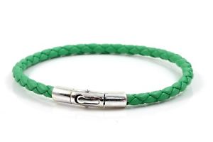 【送料無料】イタリアン　ブレスレット　ナッパレザーアンプスキンintrecciato nappa amp; argento sterling braccialevera pelle verde giada