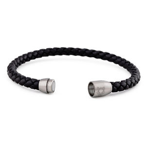 【送料無料】イタリアン　ブレスレット　マグネットブレスレットレザーステンレススチールakitsune s ilva magnete bracciale in pelle acciaio inox accessori argento nero