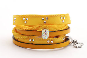 【送料無料】イタリアン ブレスレット ラップアラウンドレザーイエローavvolgente seta pelle * giallostrass * avvolgente 100 handgefertig