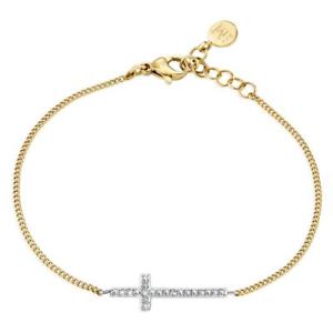 【送料無料】イタリアン　ブレスレット　カフミニスチールスワロフスキークロスクロスbracciale donna morellato mini sagg03 acciaio swarovski croce gold dorato cross