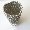 【送料無料】イタリアン ブレスレット ホワイトスレーブカラーカフbracciale alla schiava colore argento elastico 6 file di zirconi bianchi 103 c