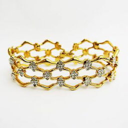 【送料無料】イタリアン　ブレスレット　スワロフスキーゴールドトーンクリスタルラインストーンブレスレットswarovski firmato gold tone cristalli strass 3 riga bracciale