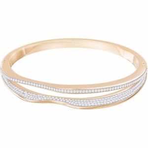 【送料無料】イタリアン　ブレスレット　カフスワロフスキーピンクサイズbracciale donna swarovski rigido hilly narrow placcato oro rosa 5366593 misura s