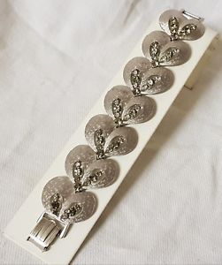 【送料無料】イタリアン　ブレスレット　ビンテージブレスレットアルジェントマットクリスタルvintage bracelet sign art mtal couleur argent textur mat cristal fum t12