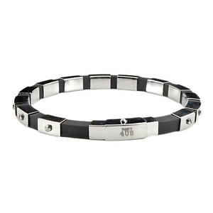 【送料無料】イタリアン ブレスレット カフゴムbracciale gomma nera uomo paciotti 4us 4ubr0097 con placche in acciaio
