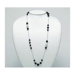 【送料無料】イタリアン　ブレスレット　ロングネックレスシルバーオニックスブラックレースcollana lunga donna miluna pcl5310m argento perle terra onice nero nera laccio