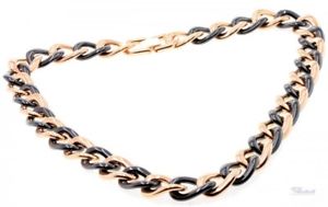 【送料無料】イタリアン　ブレスレット　ステンレススチールセラミックコリアーチェーンセラミックスタンクブラックルピーin acciaio inox ceramic collier catena carro armato nero ros lunghezza 50cm sn079rs