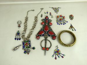 イタリアン　ブレスレット　ブレスレットフィブラコリアーベルベルlot de bijoux bracelet fibule collier kabyle berbere benni yeni ancien