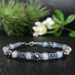 【送料無料】イタリアン　ブレスレット　ブレスレットクリスタルコトンbracelet amazonite cristal dau..