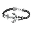 【送料無料】イタリアン ブレスレット カフレザーアンティークシルバーtapsi ´s coolbodyart bracciale in pelle intrecciato nero ancora argento antico(4)