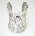 【送料無料】イタリアン ブレスレット カフシルバープラチナbracciale argento platino donna rigido schiava etnico polsiera alta 10 cm a5(4)