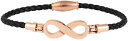 【送料無料】イタリアン ブレスレット ステンレススチールブレスレットカフbracciale da donna bracciale armkette vera pelle nero 18cm infinito in acciaio inox