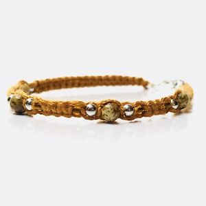 【送料無料】イタリアン　ブレスレット　ブレスレットコトンマロンbracelet jaspe perles verre macram coton tress marron brsilien