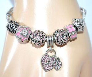 【送料無料】イタリアン　ブレスレット　カフピンクシルバーペンダントbracciale rosa glicine argento charms donna rigido ciondoli ragazza strass f150