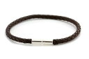 【送料無料】イタリアン ブレスレット ゴムスターリングda uomodonna 4mm in gomma braccialeargento sterling twist fibbiamarrone intrecciato(4)