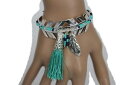 【送料無料】イタリアン ブレスレット メタルシルバーアローカフヘムナッパnuovo donna metallo argento freccia bracciale a polsino turchese blu nappa piuma