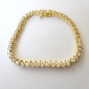 【送料無料】イタリアン　ブレスレット　カフテニスカラーゴールドbracciale donna tennis colore oro con 1 fila di zirconi bianchi 19 cm 18 j