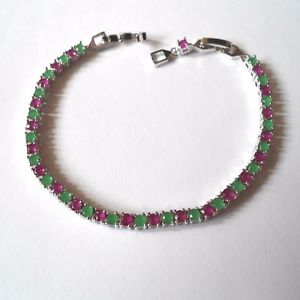 【送料無料】イタリアン　ブレスレット　テニスブレスレットエメラルドルビーシルバーカラーbracciale ..