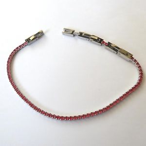 【送料無料】イタリアン　ブレスレット　テニスブレスレットスチールルビーbracciale tennis uomo donna acciaio rubini rossi 16 18 2..